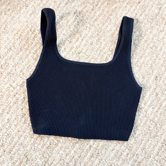 Babaton Tops - Babaton Aritzia Sculpt Knit Squareneck Cropped Tank Navy Blue S
